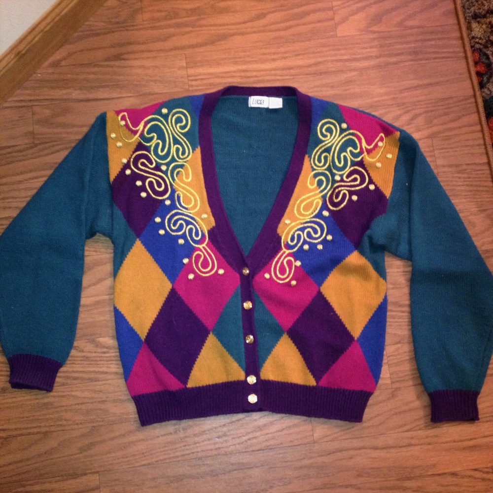 Vintage Retro Lucia festive retro cardigan sweater - Picture 5 of 8